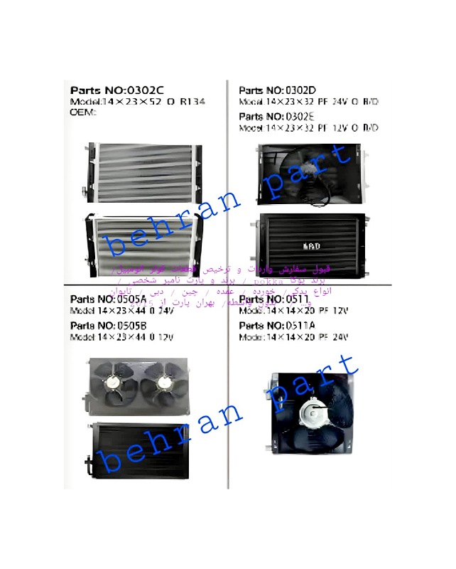 کندانسور دوبل کولر یونیورسال ۱۴×۲۳×۴۴ با فن و بدون فن( سفارش واردات پوکا / برند و پارت نامبر شخصی )